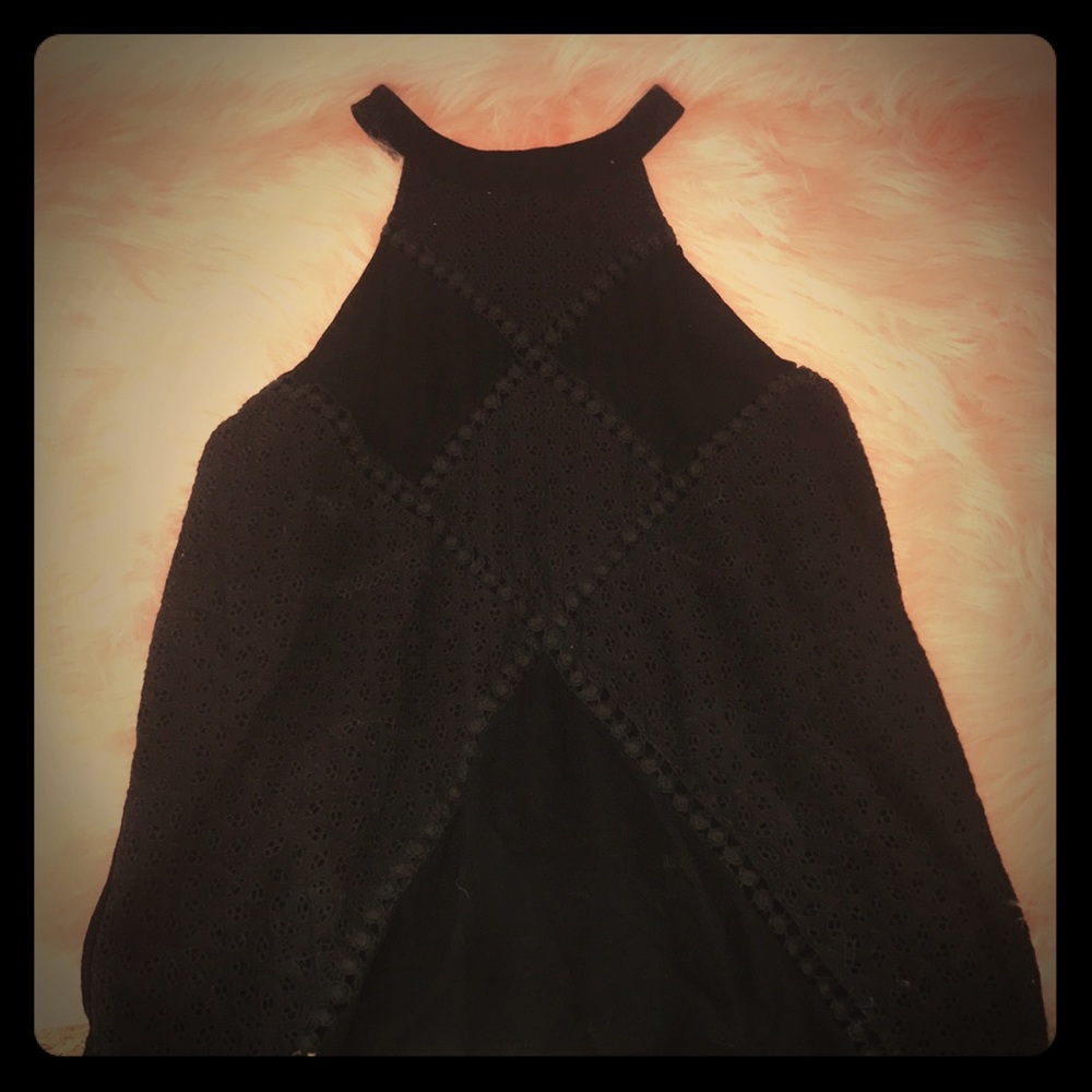 Black tank top with lace on front